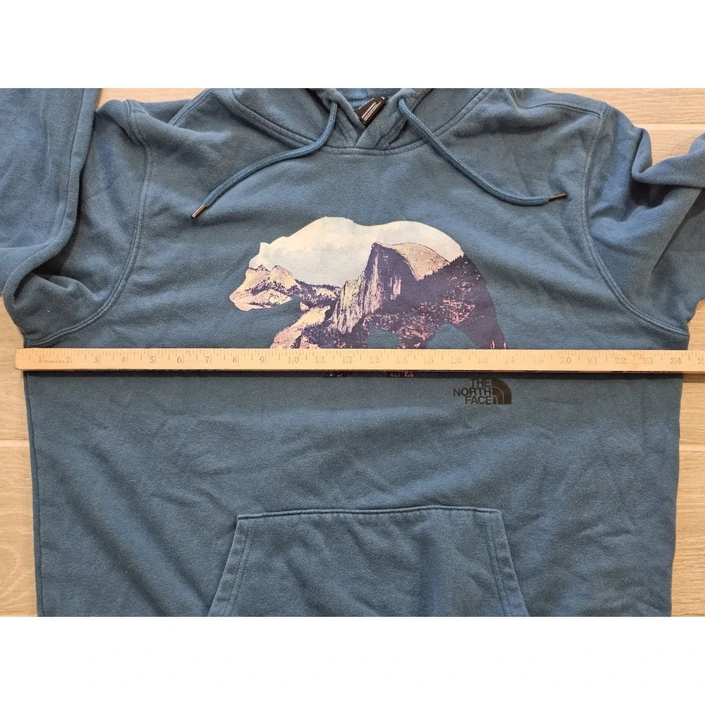 The North Face Men's Size Large Blue Bear Graphic Hoodie Pullover